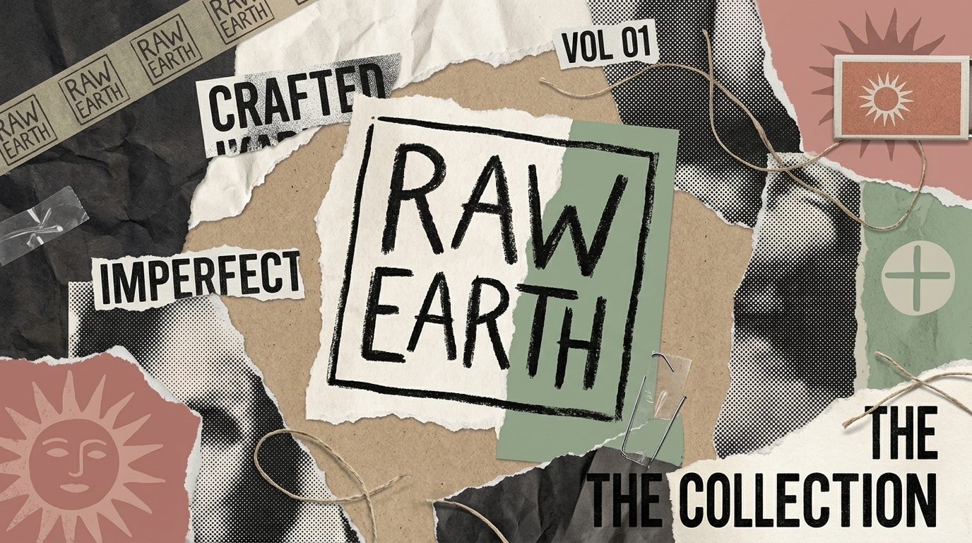 Hand-drawn design elements with textural imperfections